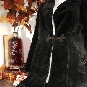 Long black Velvet coat  size small